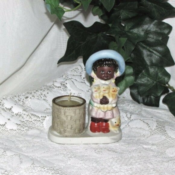 Vintage 1970s Jasco Candle Holder Hand Painted Porcelain Figurine Tawny Tots - Picture 7 of 7